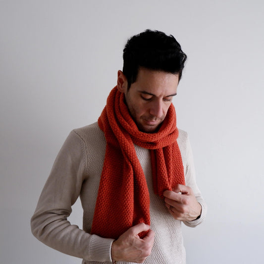 handmade knitted Superfine Italian merino wool scarf knitted in the Uk using super soft cosy merino wool the perfect gift for him and her