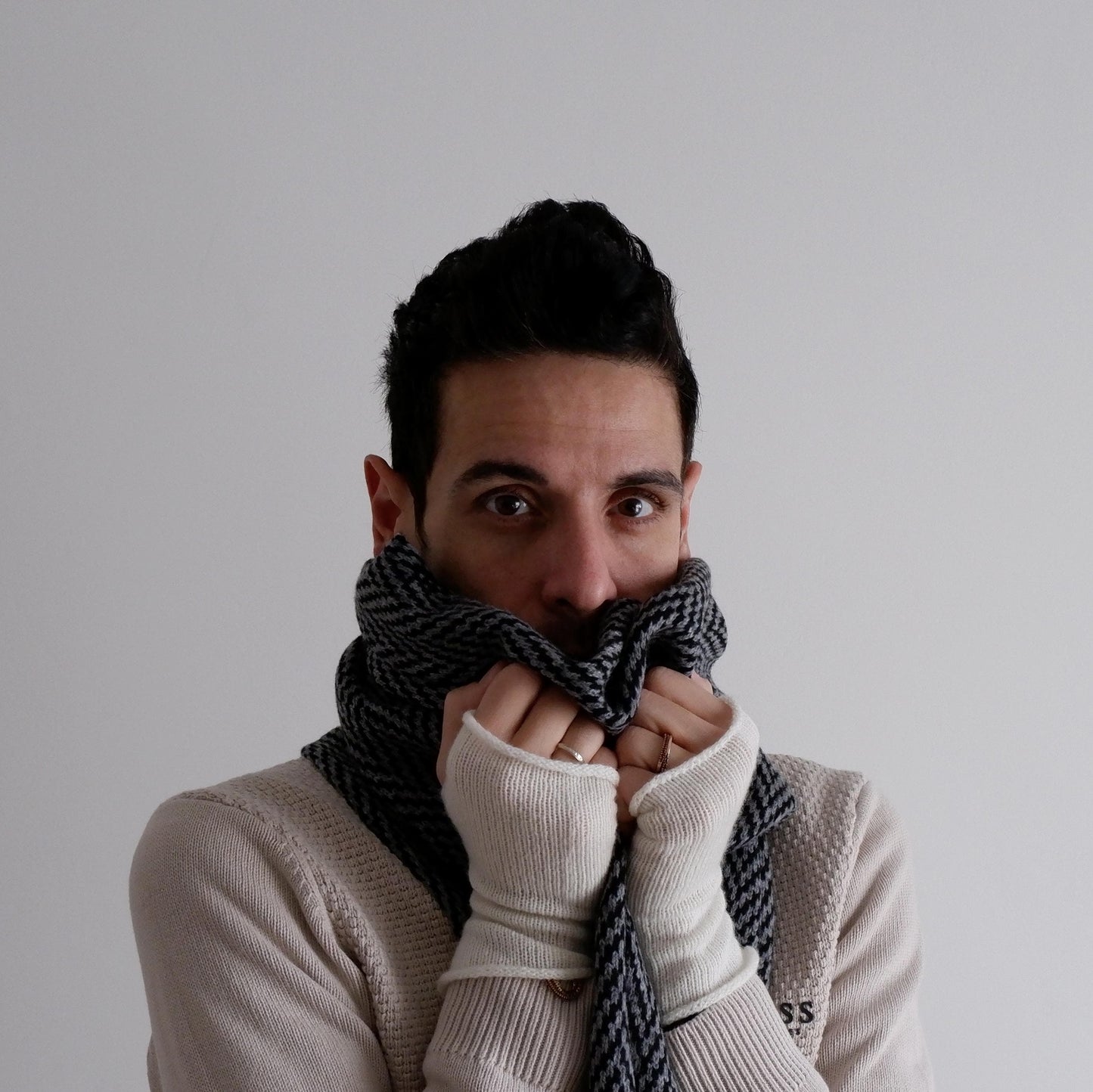 100% Italian merino fingerless mittens made with  merino mittens cashmere natural wool thermal wool warming winter women men children unisex